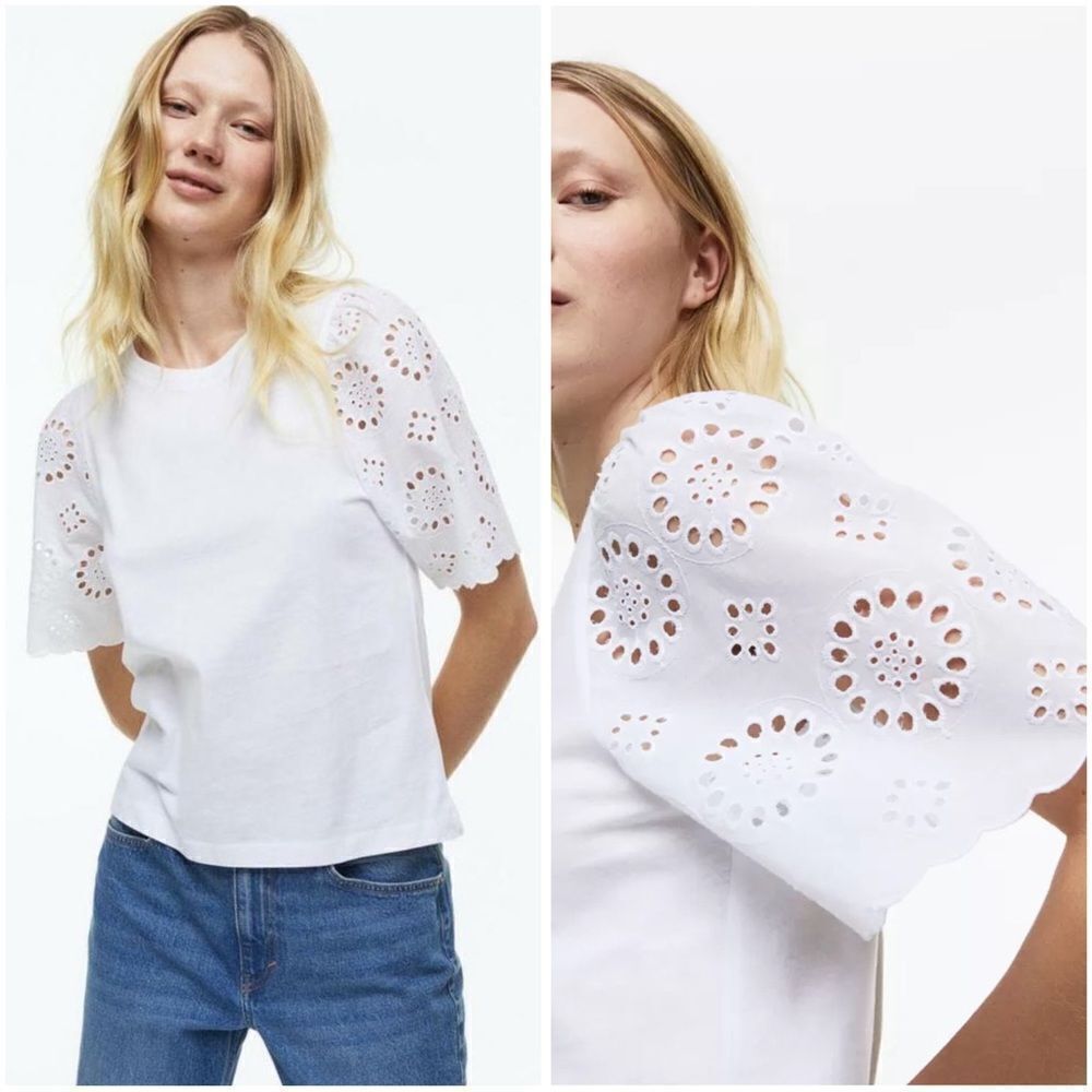 H&M Eyelet Embroidery T-Shirt New